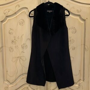 Stylish Long Black Faux Fur & Shearling Vest